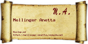 Mellinger Anetta névjegykártya